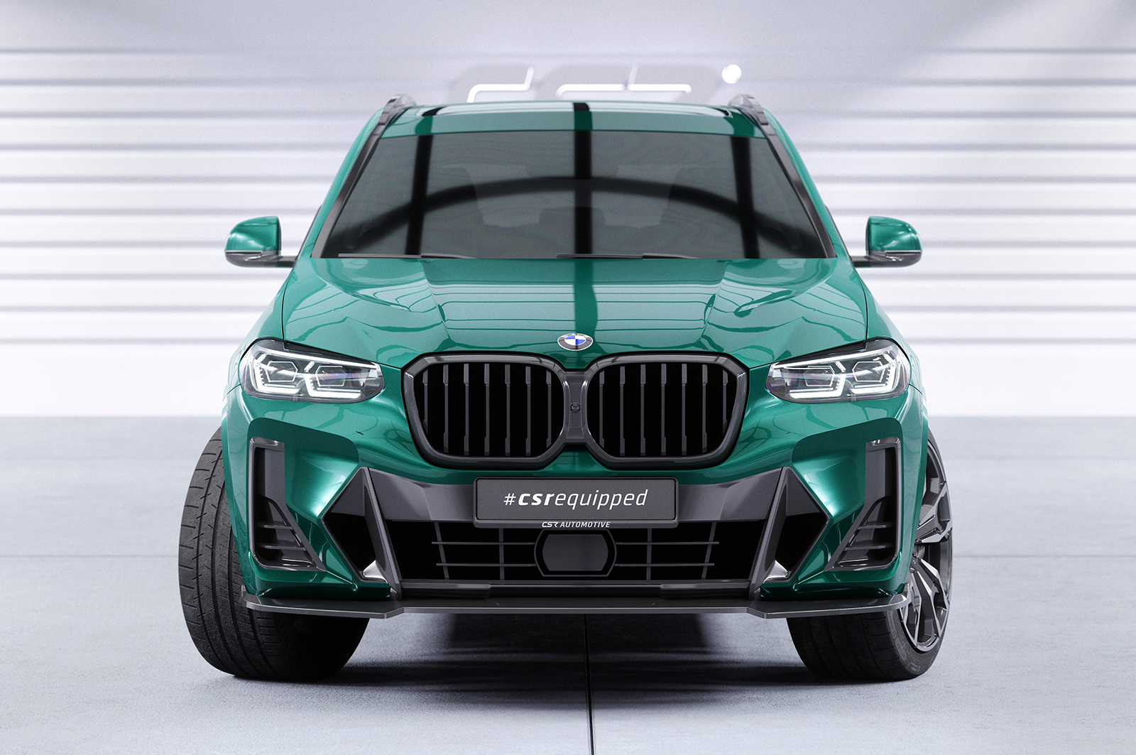 Voorspoiler passend voor BMW X3 G01 M pakket FL CSR Glans Zwart