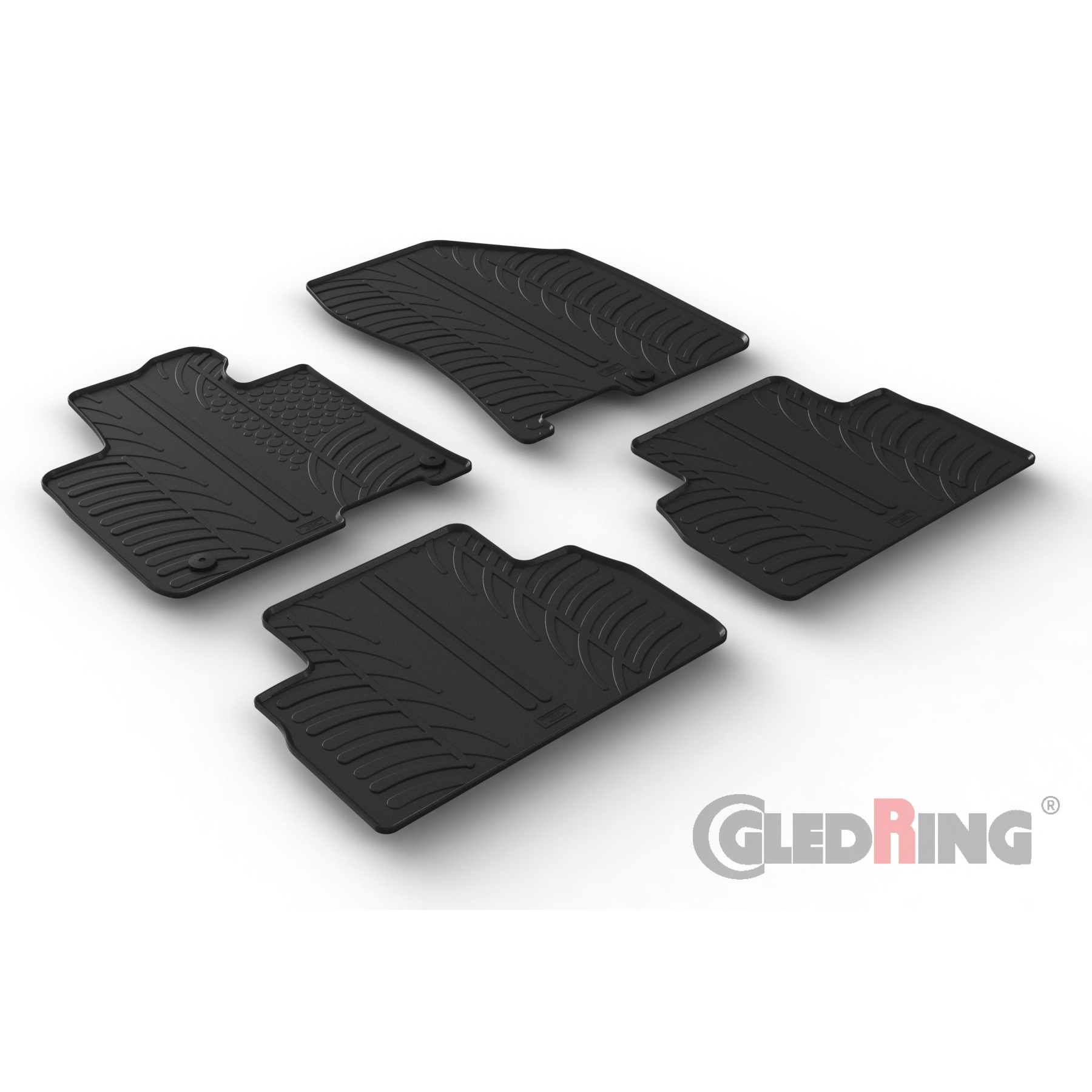 Rubber car mats set  Hyundai Santa Fe IV 11/2018-5/2020 (T profile 4pieces + mounting clips)