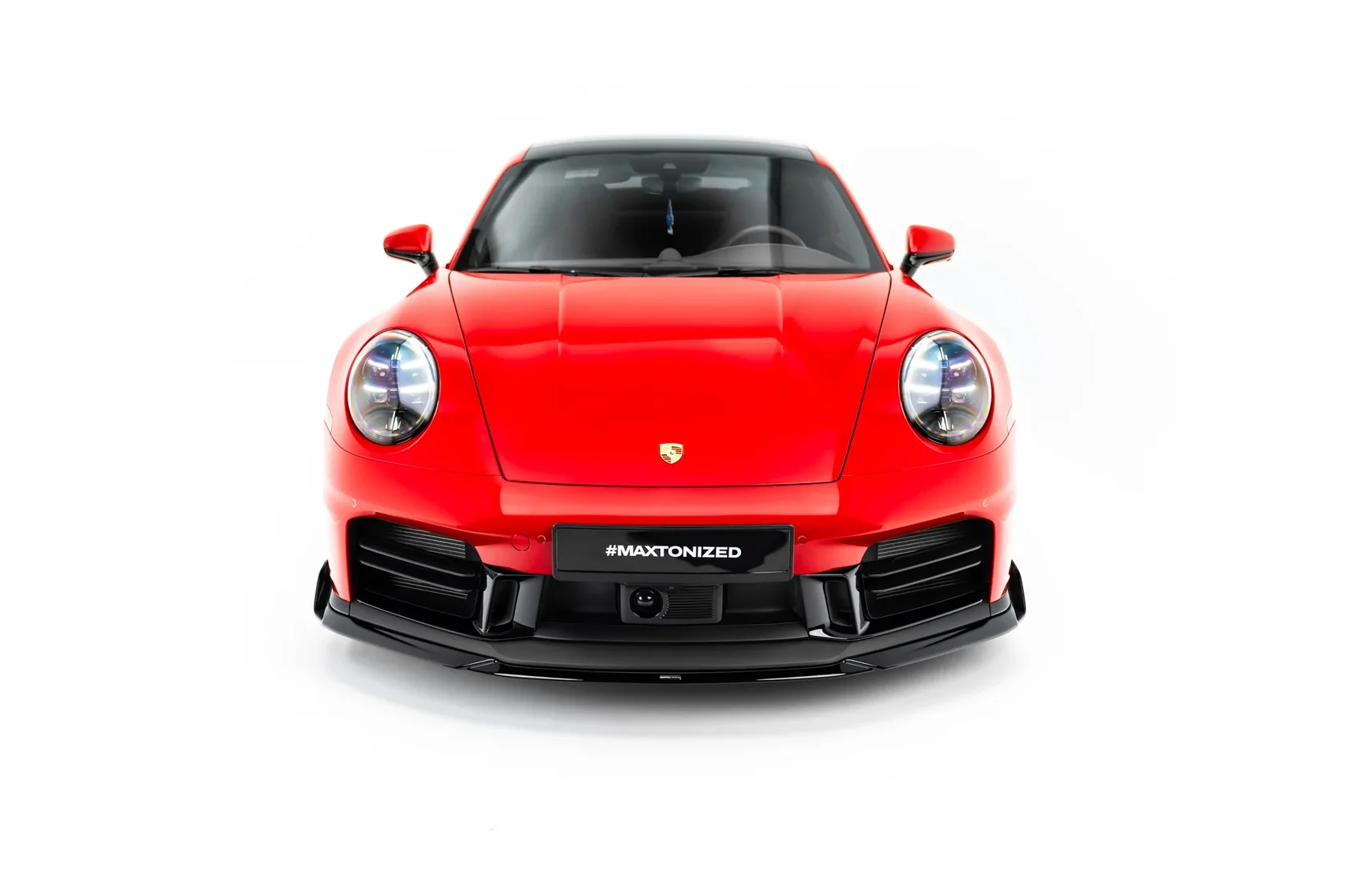 Voorspoiler passend voor Porsche 911 Carrera Aero 992 Facelift Glans Zwart – Maxton Design