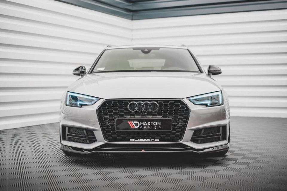 Voorspoiler passend voor Audi S4 / A4 S-Line B9 V.4 Glanzend Zwart