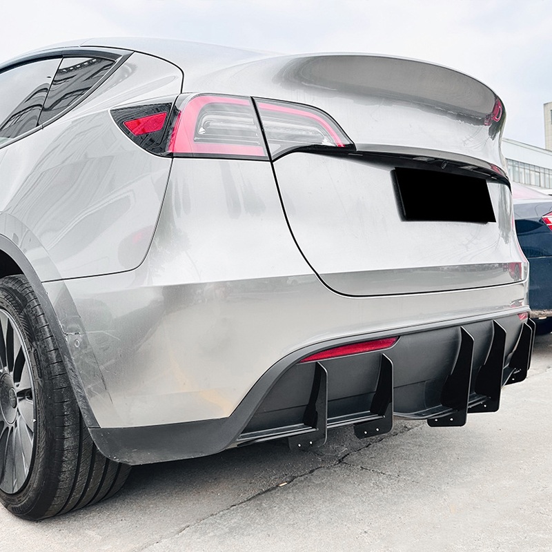 Rear bumper blades (Diffusor)  Tesla Model Y 2019- (Glossy Black ABS)