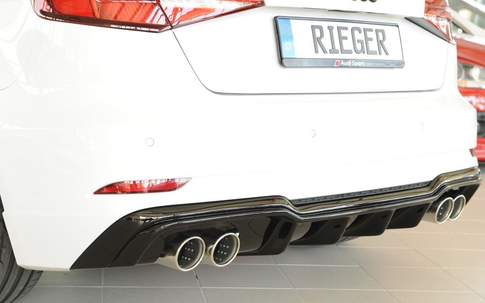 Diffuser passend voor Audi A3 8V S-Line Hatchback & Sportback 16-20 Rieger Glans Zwart