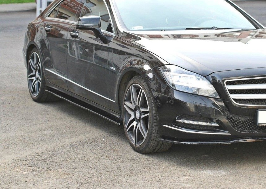 Zijskirts passend voor Mercedes CLS W218 Maxton Design glans zwart