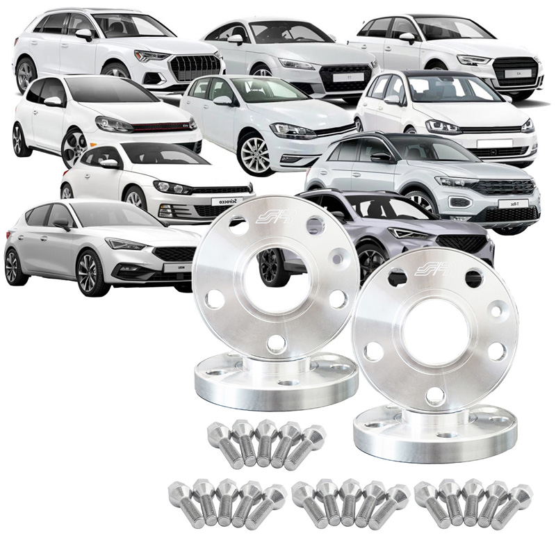 Simoni Racing Aluminium Wheel Spacer Kit - 2x15mm(FA) - 2x20mm(RA) (Hub 57,1mm) including wheel bolts -  Audi, VW, Seat, Cupra various