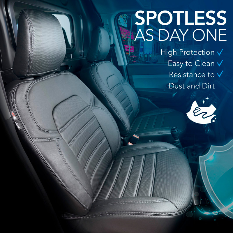 New York Design Artificial leather seat covers 2+1  Ford Transit Custom 2023- (split in backrest bench)