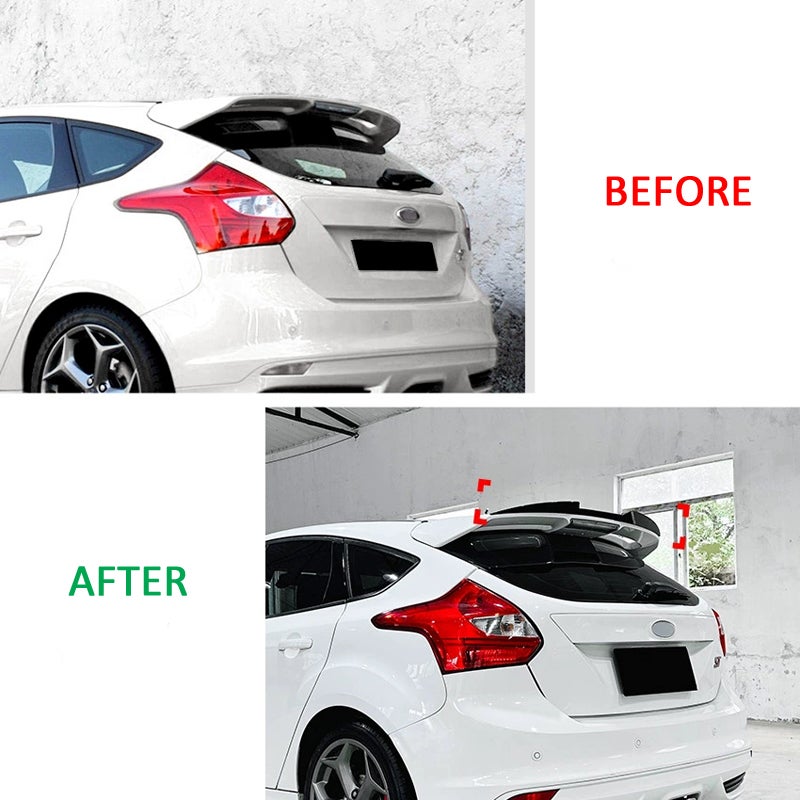 Roof spoiler (Spoiler Cap)  Ford Focus III HB 5-doors ST & ST-Line 2011-2018 (ABS Glossy Black)