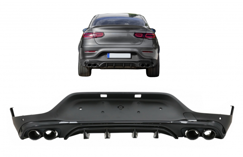 Diffuser passend voor Mercedes GLC C253 (2020-..) Coupe Facelift GLC43 incl. Uitlaat Stukken Zwart