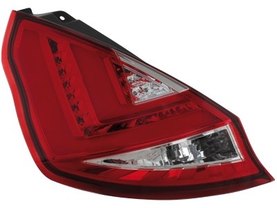 Ford Fiesta LED Tail Lights Red/Chrome 08-