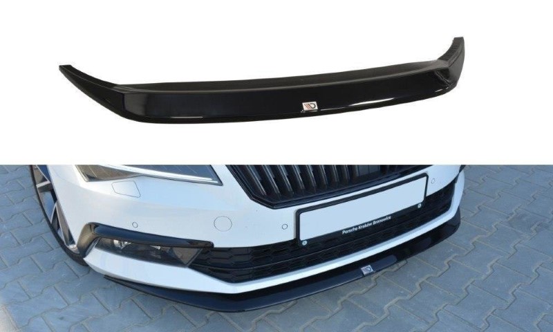 Voorspoiler passend voor Skoda Superb 3 Maxton Design glans zwart V.1