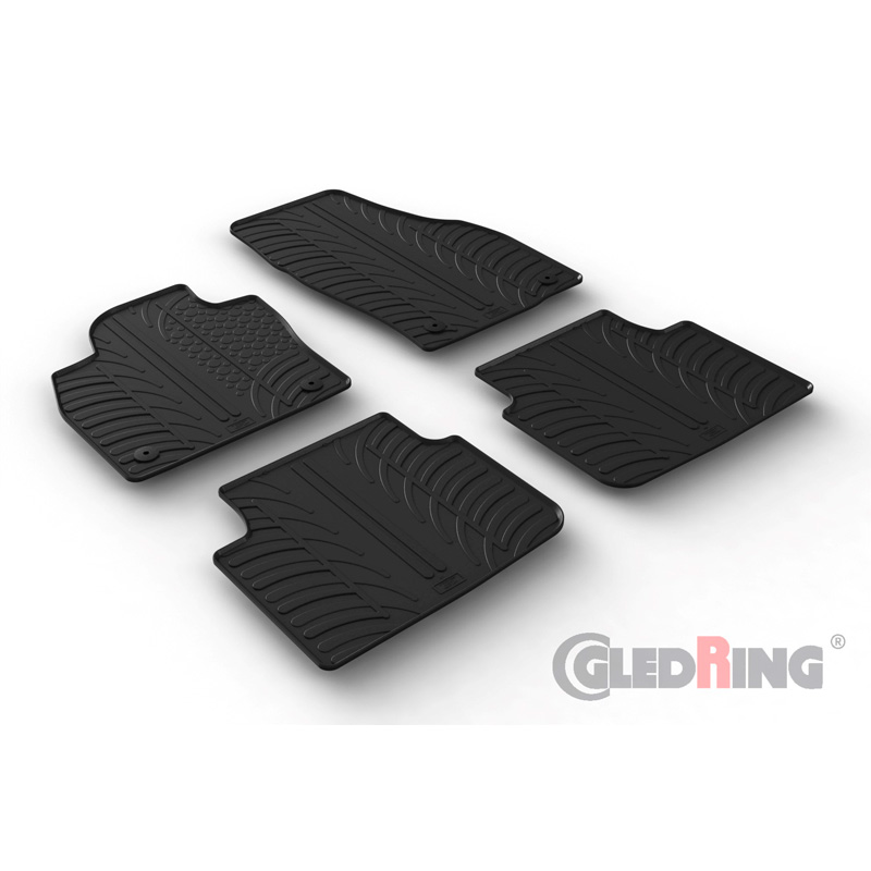 Rubber car mats set  Skoda Scala HB 5-doors 2019- (T profile 4-pieces + mounting clips)