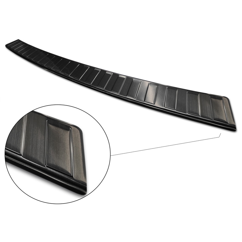 Black Stainless Steel Rear bumper protector  VW Transporter T5 2003-2015 (all) & T6 2015- / FL 2019- (with rear doors) 'XL' 'Ribs'