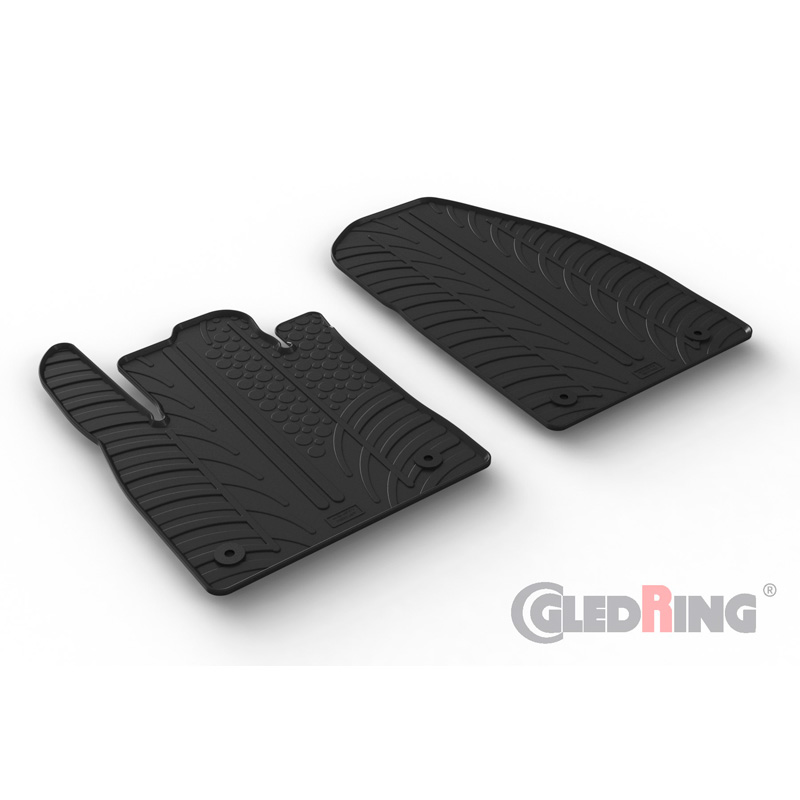 Rubber car mats set  Ford Transit Courier (Cargo) 2023- (T profile 2-pieces + mounting clips)