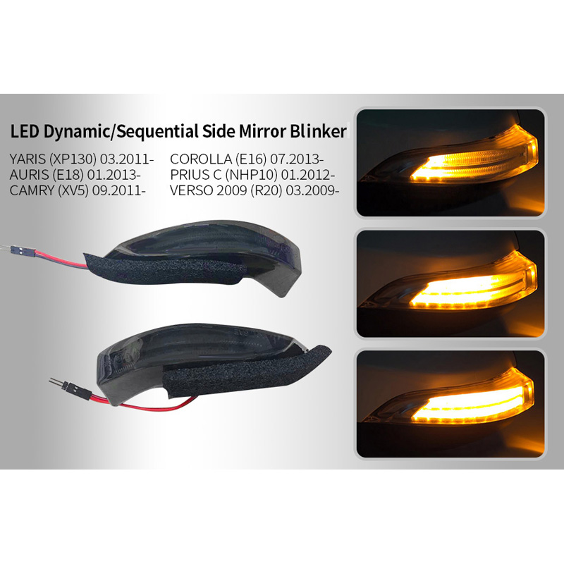 Set LED Side-Mirror Indicators  Toyota various models - Smoke - incl. Dynamic Running Light
