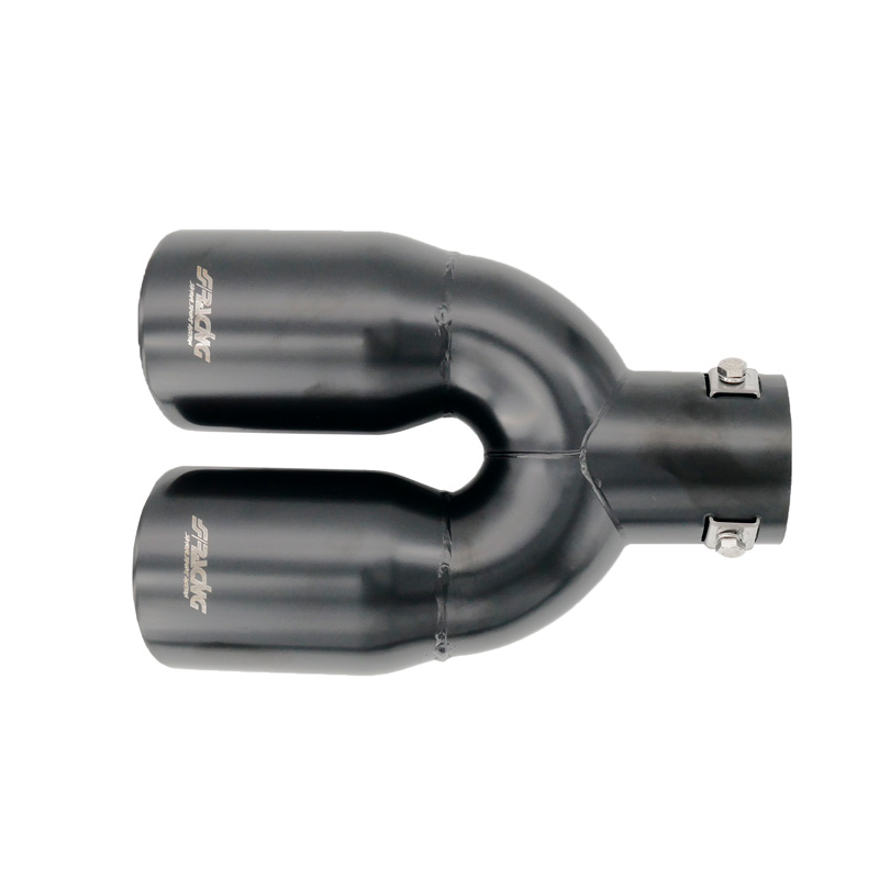 Simoni Racing Exhaust Tip Double Round/Slanting Inox Black - 2xØ76xL240mm - Installation 34-60mm
