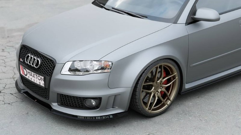 Voorspoiler passend voor Audi RS4 B7 V.1 Glanzend Zwart