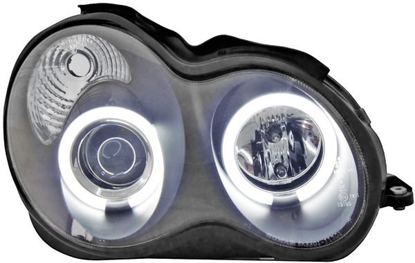 Headlights Mercedes W203 00-07 H1 + H1 Angel Eyes CCFL Black