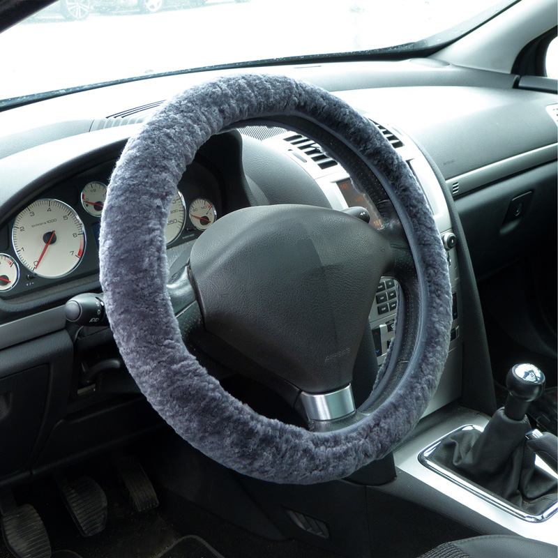 Carpoint Steering Wheel Cover Universal Sheepskin - Anthracite