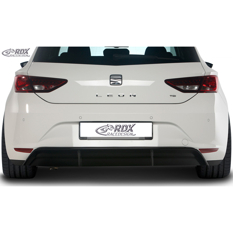 Rear bumper skirt 'Diffuser'  Seat Leon 5F SC/5-doors 2013-2017 excl. ST/FR/Cupra (ABS glossy black)