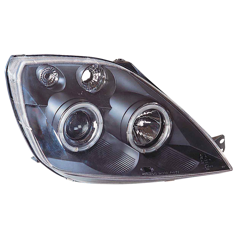 Set Headlights  Ford Fiesta VI 2002-2008 - Black - incl. Halos