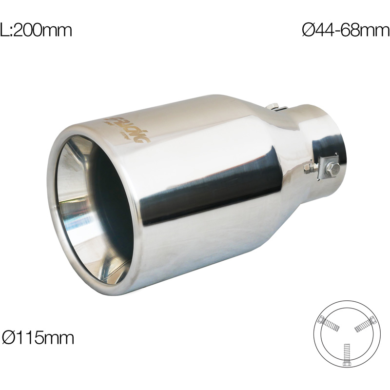 Simoni Racing Exhaust Tip Round Inox - Ø115xL200mm - Installation 44-68mm