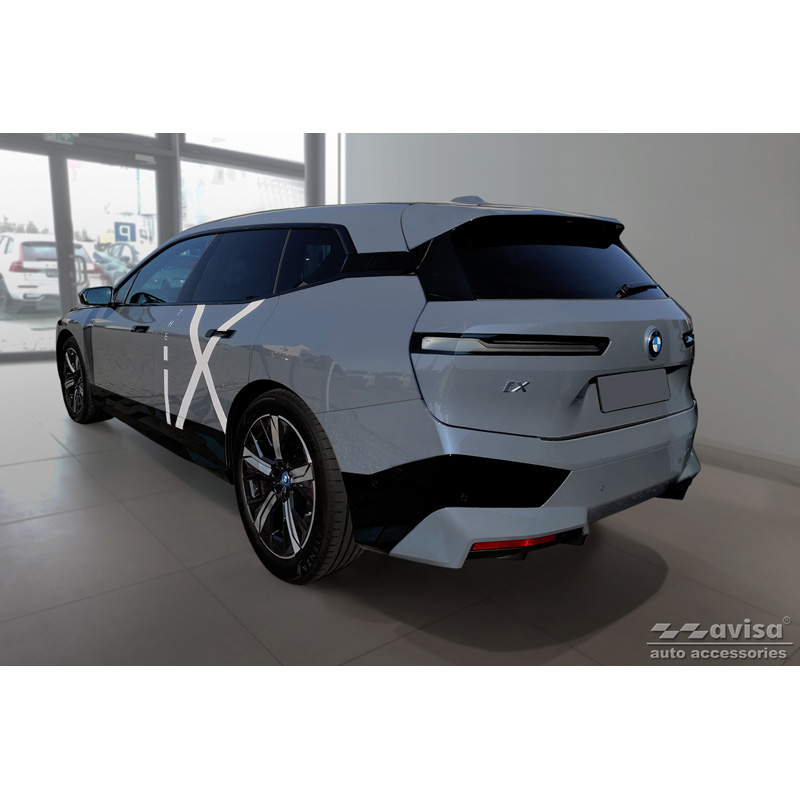 Black Stainless Steel Rear bumper protector  BMW iX (I20) 2021- 'Ribs'