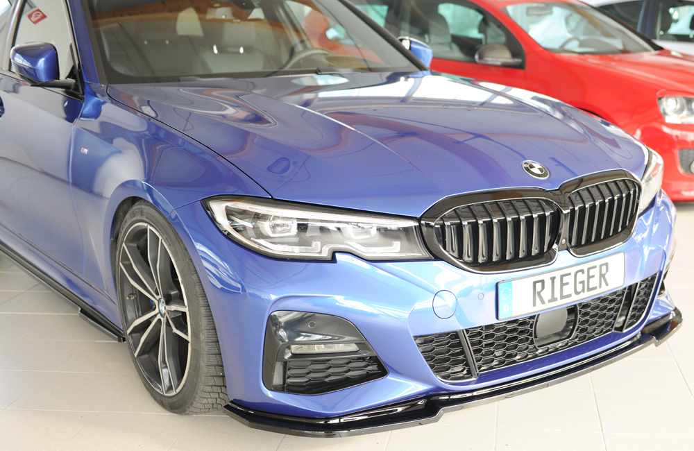 Voorspoiler passend voor BMW 3 Serie G20 Rieger Glans Zwart
