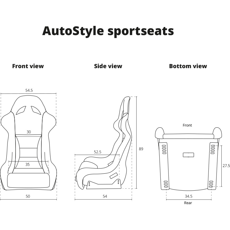 Sport seat 'K5' - Black/Red - Non-reclinable back-rest - incl. slides