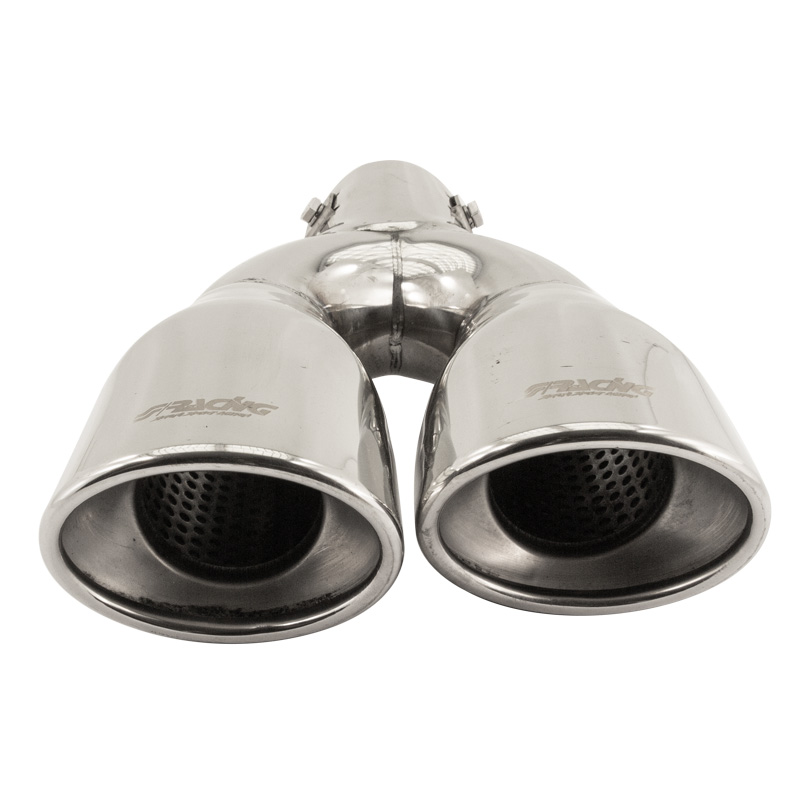 Simoni Racing Exhaust Tip Double Oval/Slanting Inox - 167x67xL220mm - Installation 37->57mm - Right
