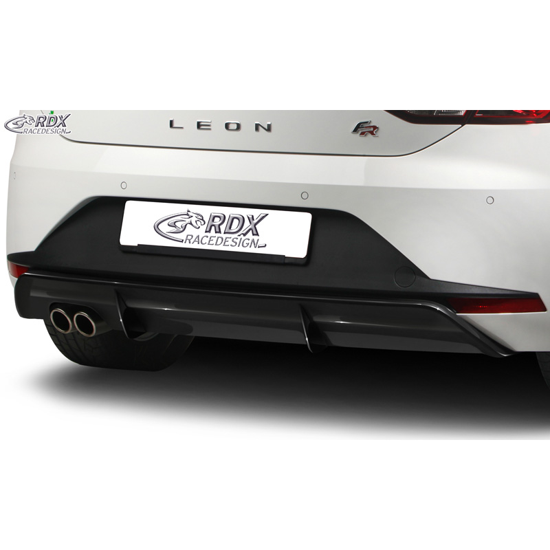 Rear bumper skirt 'Diffuser'  Seat Leon 5F FR SC/5-doors 2013-2017 excl. ST/Cupra (ABS glossy black)