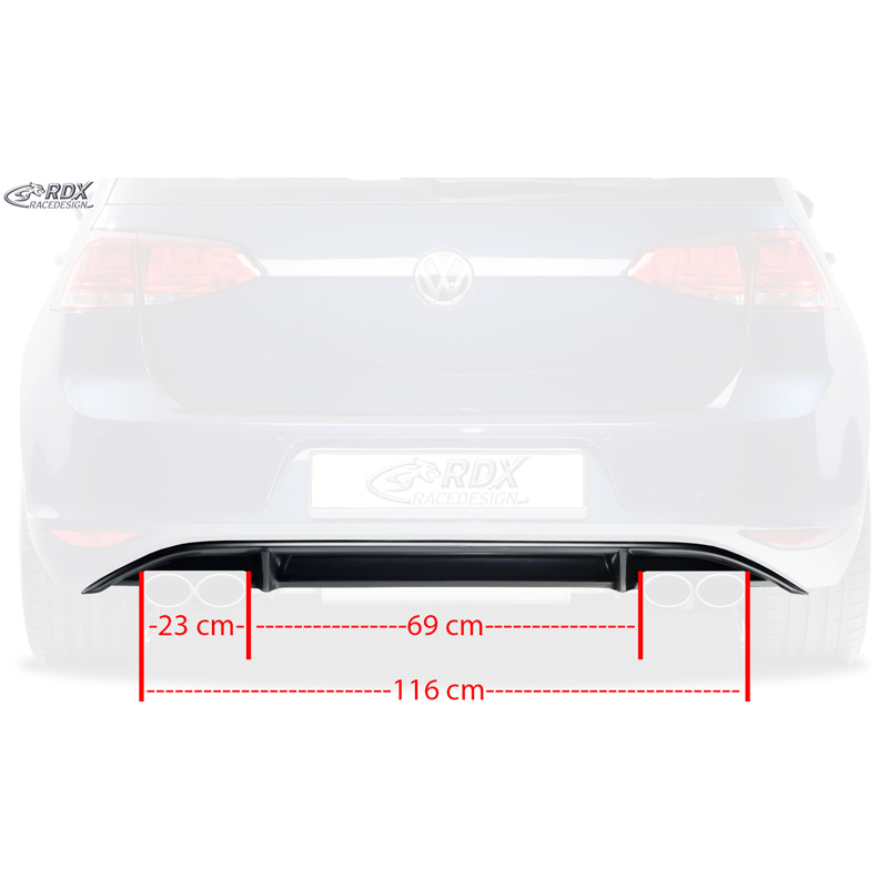 Rear bumper skirt 'Diffuser'  Volkswagen Golf VII HB 3/5-doors 2012- 'R-Look' excl. GTi/GTD (PUR)