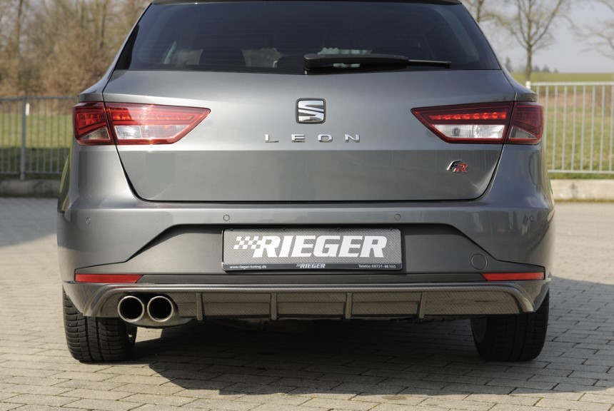 Diffuser passend voor Seat Leon F5 FR Rieger dubbele uitlaat links 5 dr. ST Carbon-look