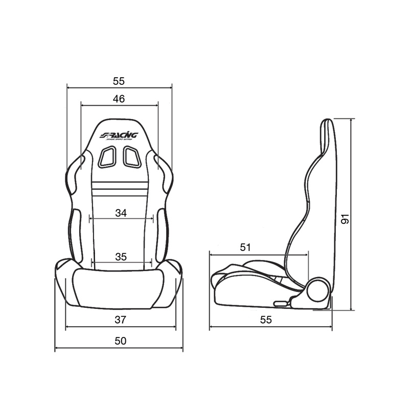 Simoni Racing Sport Seat Jenson - Red - Dual-Side Reclinable - incl. Sliders