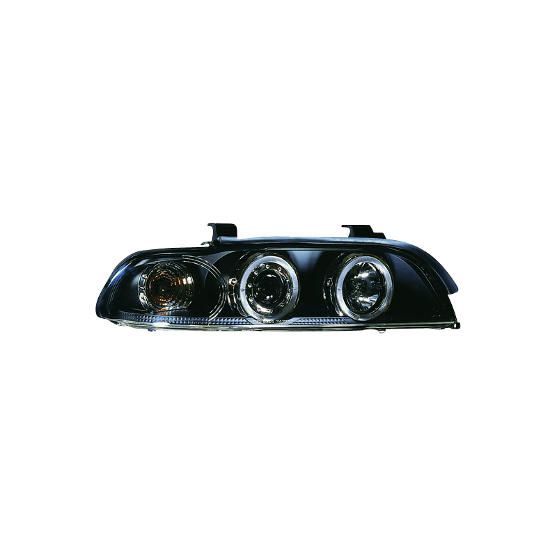 Set Headlights  BMW 5-Series E39 1996-2003 - Black - incl. Halos & Levelling Motor