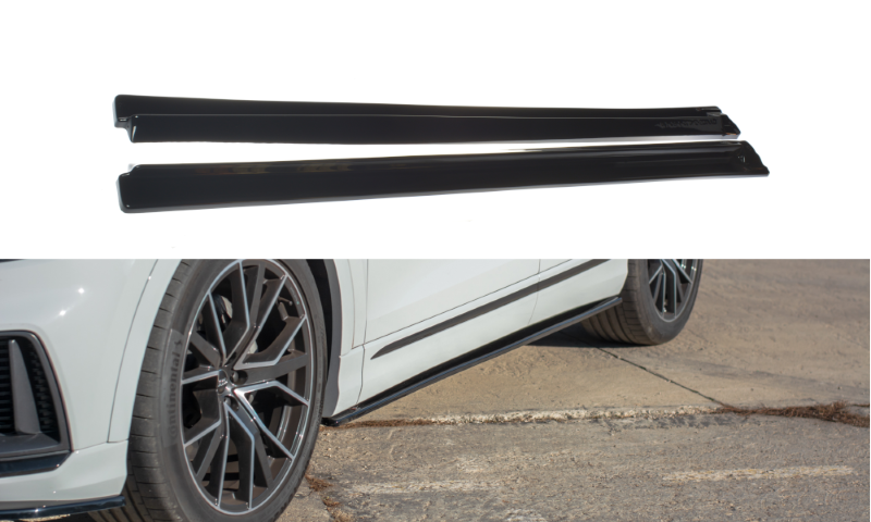 Zijskirts passend voor Audi Q8 S-Line / SQ8 Maxton Glans Zwart