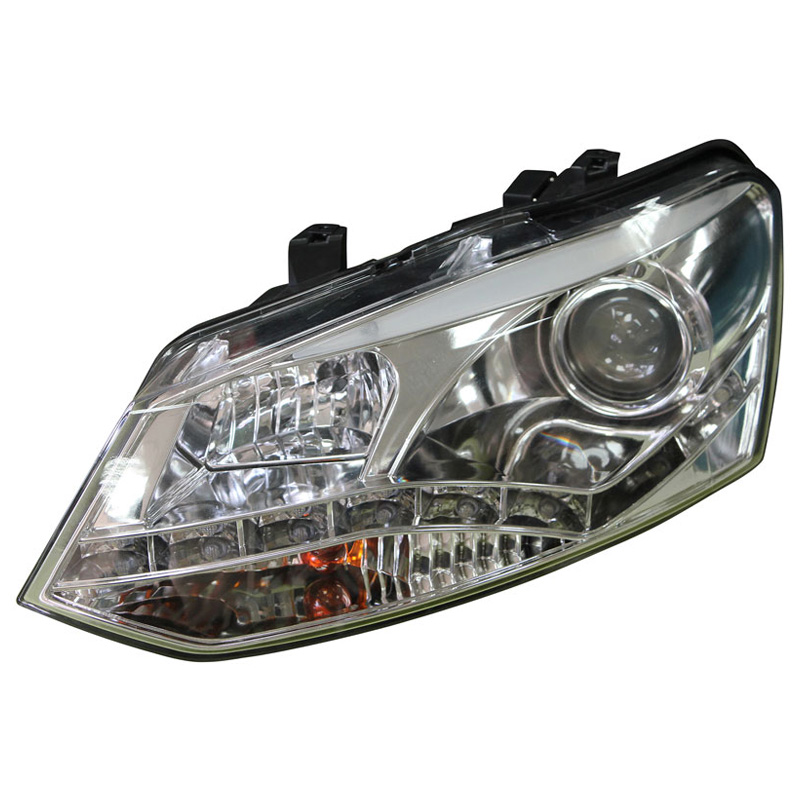 Set Headlights in DRL-Look  Volkswagen Polo 6R 2009-2014 - Chrome - incl. Levelling Motor