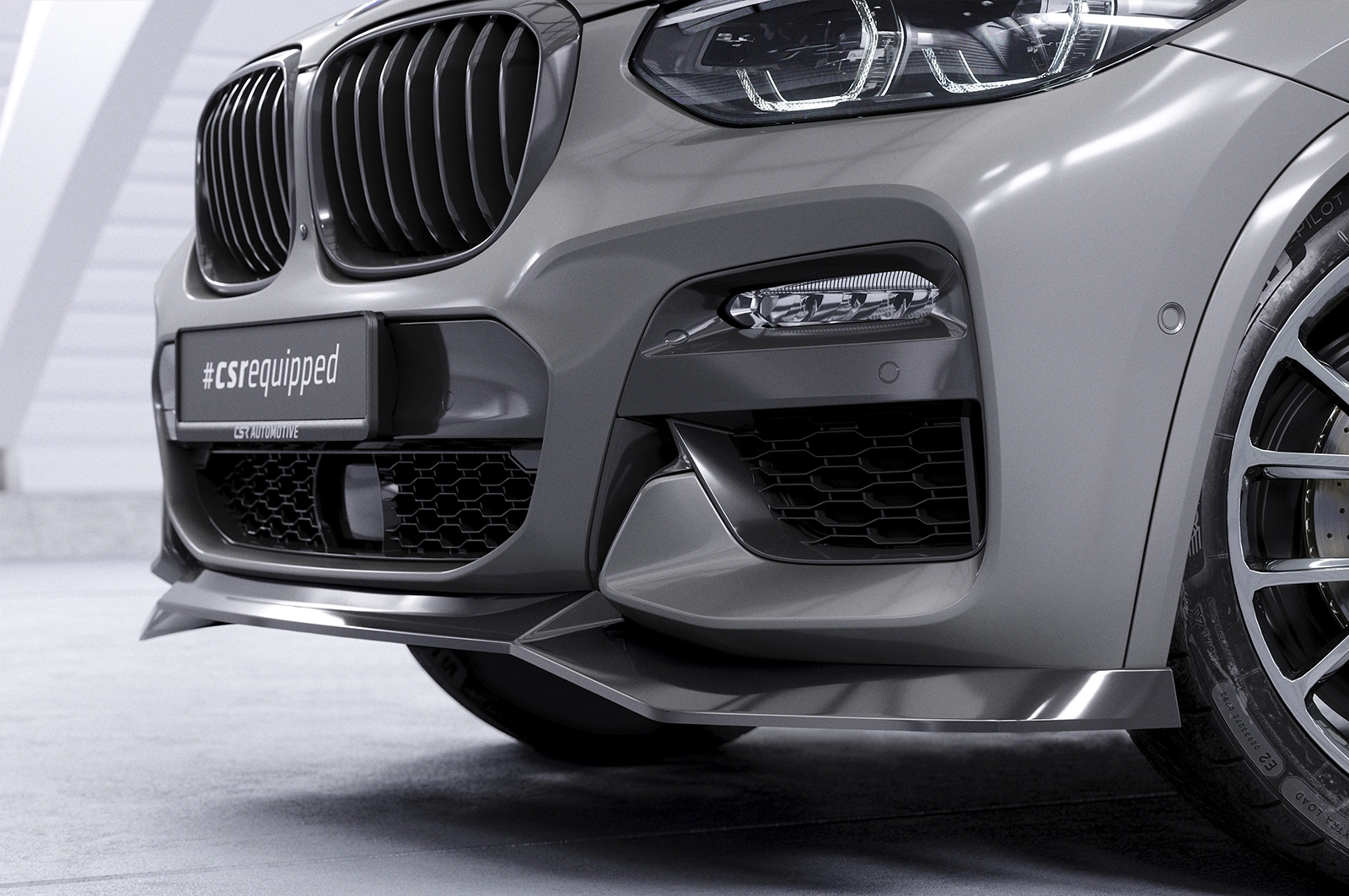 Voorspoiler passend voor BMW X3 G01 / X4 G02 M-Pakket 2017-2021 Glans Zwart CSR