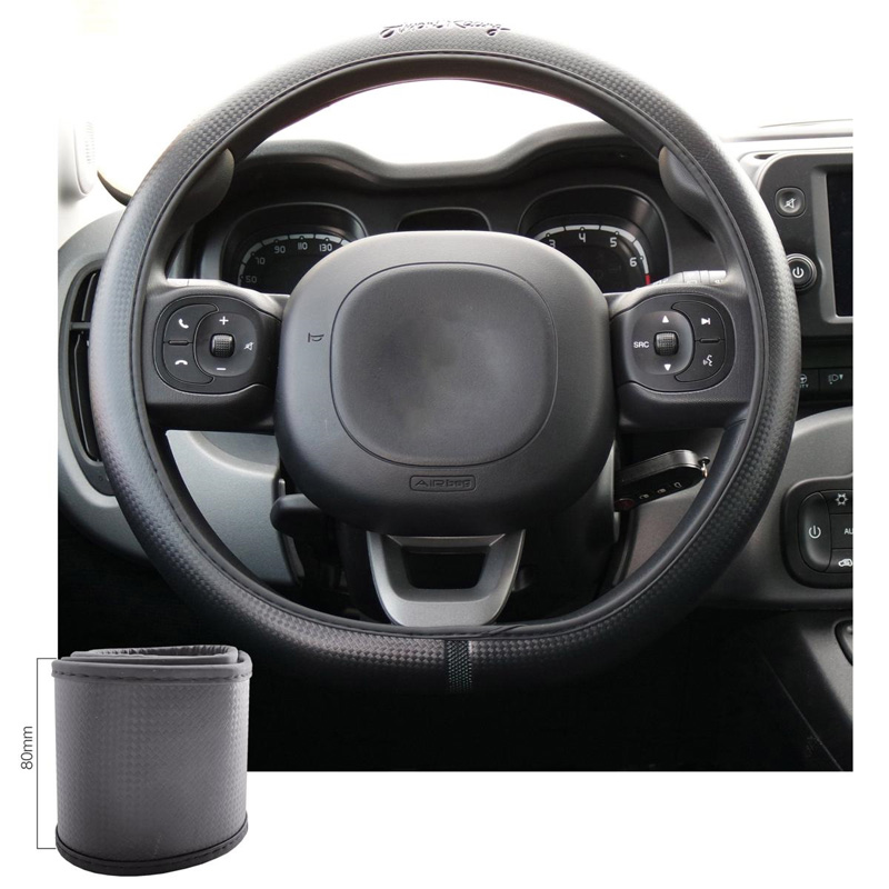 Simoni Racing Steering Wheel Cover Carbon Look - Black Ecoleather - 37-39cm
