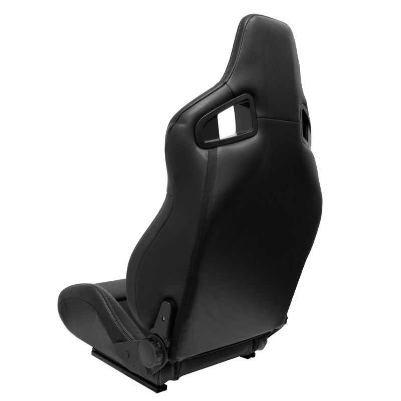 Sport seat 'NK' - Black Synthetic leather + Grey Fabric - Dual-side reclinable back-rest - incl. slides