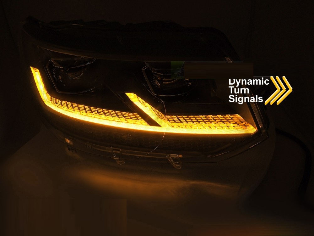 Headlights VW T5 09-.. Devil Eyes Dlite LED Piano-black