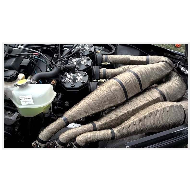 Simoni Racing Exhaust Heat-Insulating Wrapping Kit 1 - 15m x 5cm + 6 clamps < 1000°C - Titanium Fibre