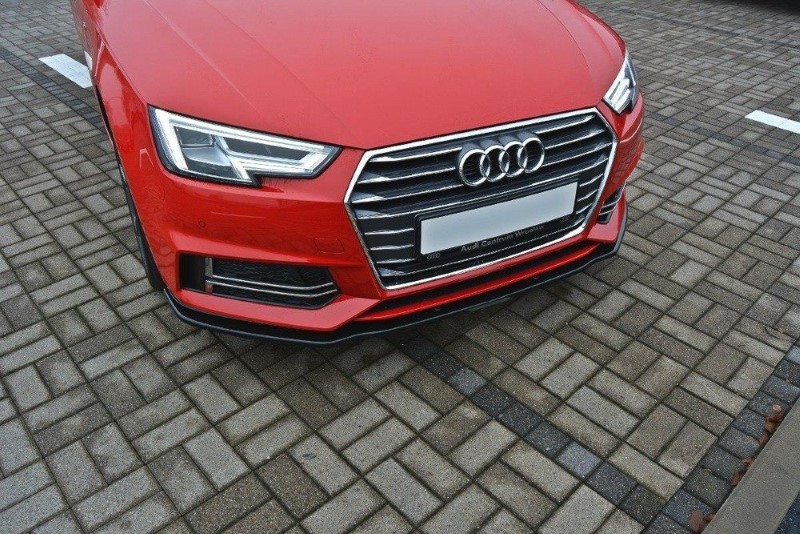 Voorspoiler passend voor Audi S4 / A4 S-Line B9 V.2 Glanzend Zwart