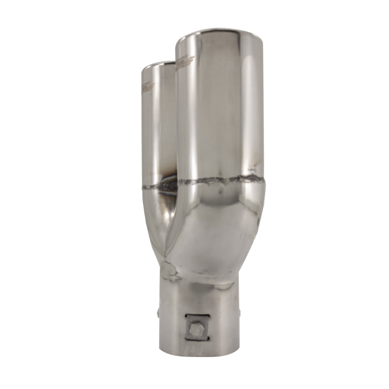 Simoni Racing Exhaust Tip Double Round Inox - Ø63xL220mm - Installation ->60mm