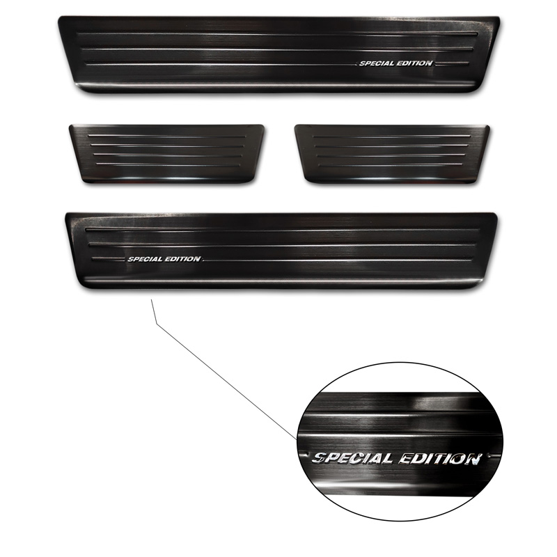 Black Stainless Steel Door sill protectors  Smart ForFour (W453) 2014-2020 & FL 2020- incl. EQ 'Special Edition' - 4-pieces