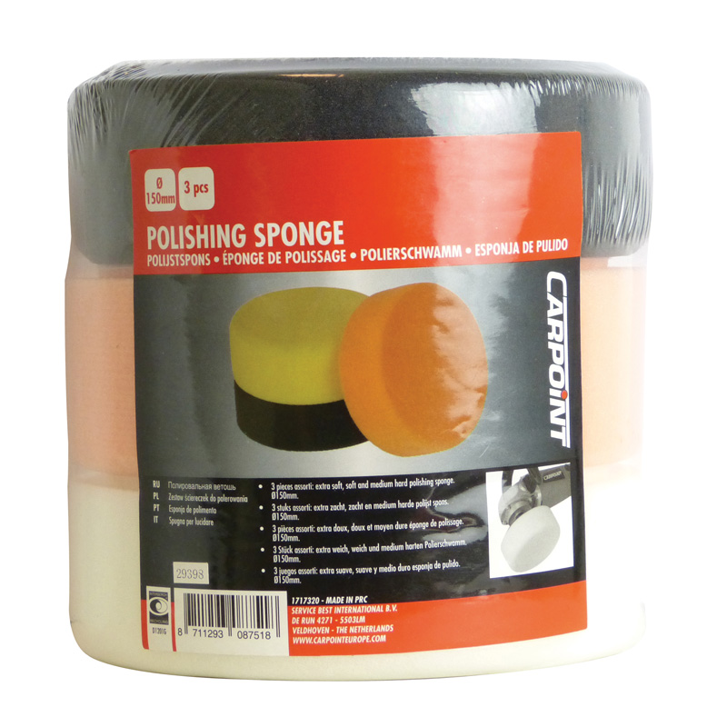 Carpoint Set Polishing Pads 150mm Assorted - 3-pieces