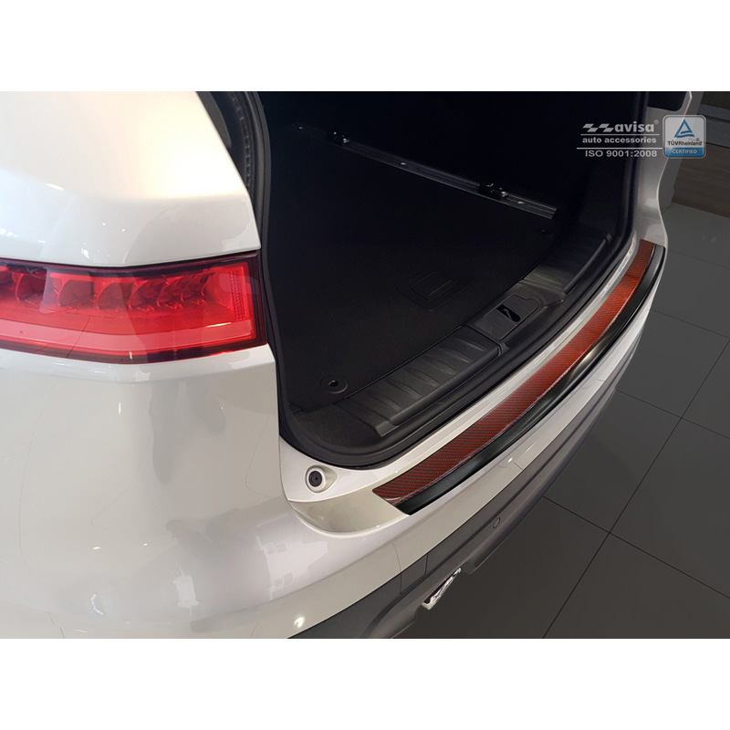 Stainless Steel Rear bumper protector 'Deluxe'  Jaguar F-Pace 2016-2020 & FL 2020- Black/Red-Black Carbon