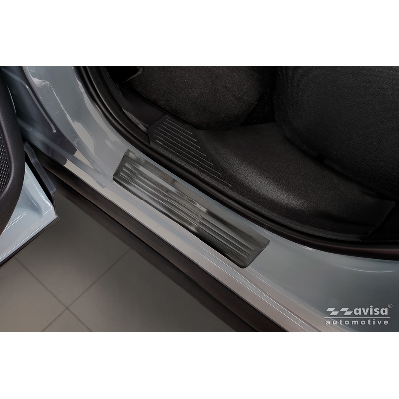 Avisa Black Stainless Steel Door sill protectors  Nissan Qashqai III 2021-2024 & Facelift 2024- - 'Lines' - 4-pieces