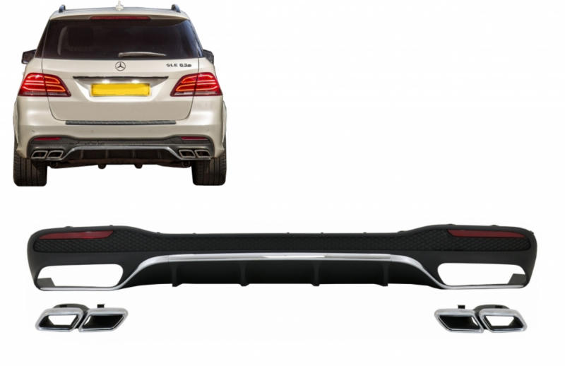 Diffuser passend voor Mercedes GLE W166 SUV (15-19) GLE63 Design incl. sierstukken