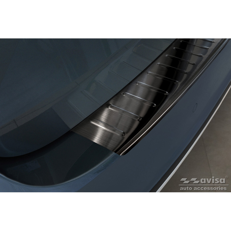 Black Stainless Steel Rear bumper protector  Skoda Yeti 4x4 Outdoor version/Adventure 2013-2015 & Facelift 2015-2017 'Ribs'
