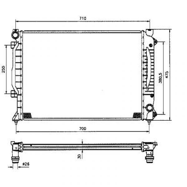 Radiator AUDI A6 97-04 NIET QUATTRO 2.5 TDI +/-AC 630x450