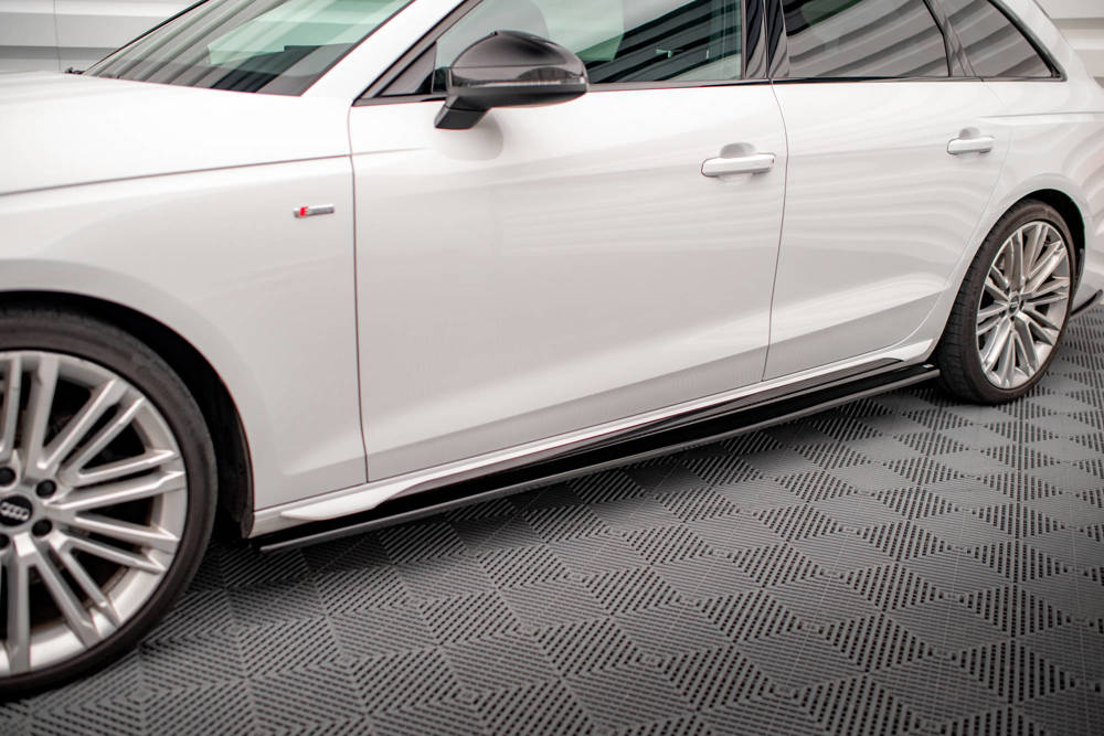 Zijskirts passend voor Audi S4 / A4 S-Line B9 Maxton Glanzend Zwart